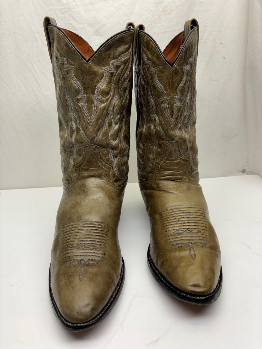 Dan Post Men's Olive Green Western Cowboy Boots - Classic Leather, Sz 13